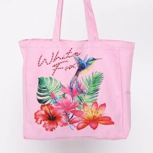 White Fox Tote Bag Pink